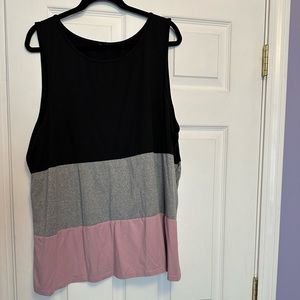 SHEIN Pink, Grey and black block tank